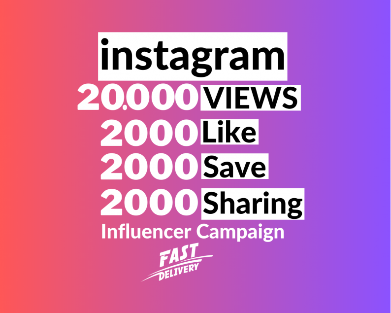 instagram Organic 20.000 Views + 2000 Likes + 2000 Save + 2000 Sharing